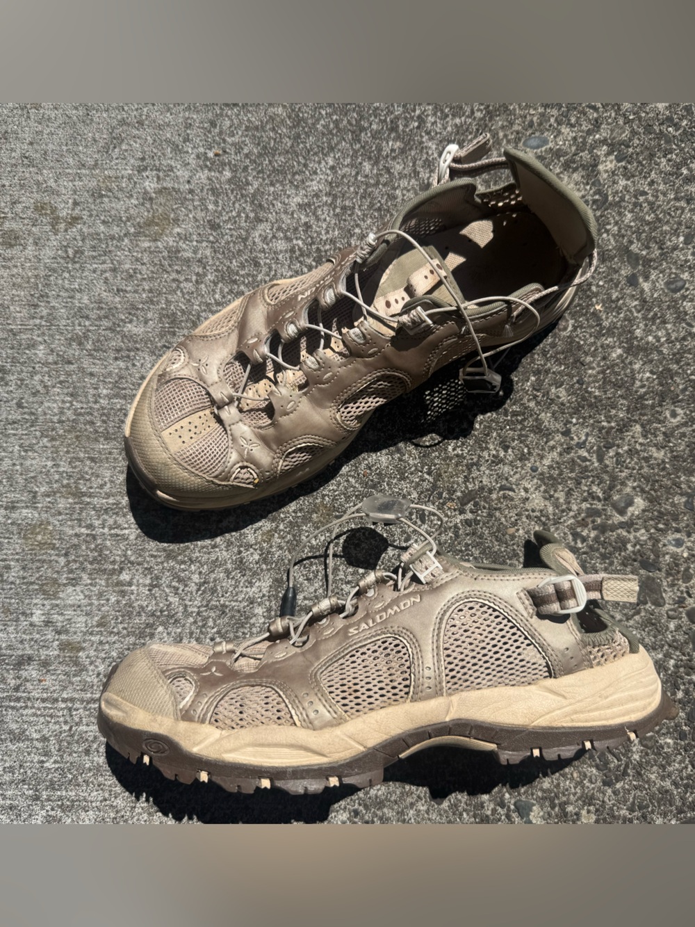 Salomon Men's Beige/Tan Outdoor Sandals with Quick-Lace